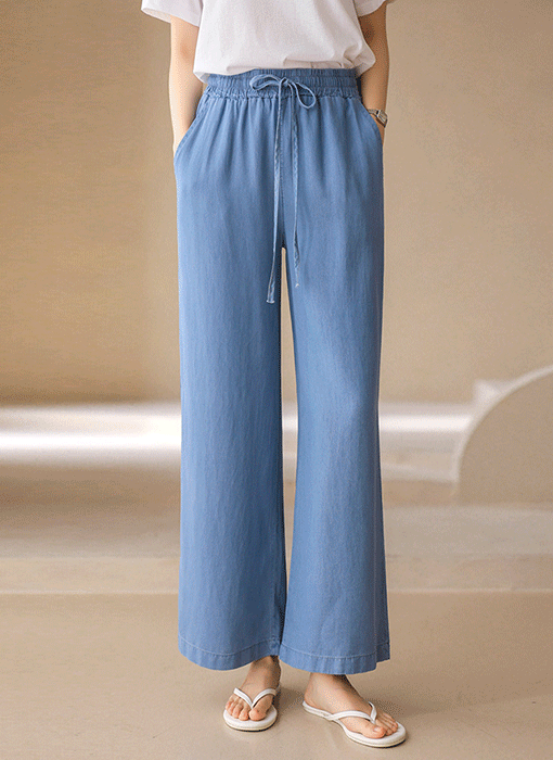 [The Onme] BreezeFall Lyocell Denim Wide-Leg Pull-On Pants