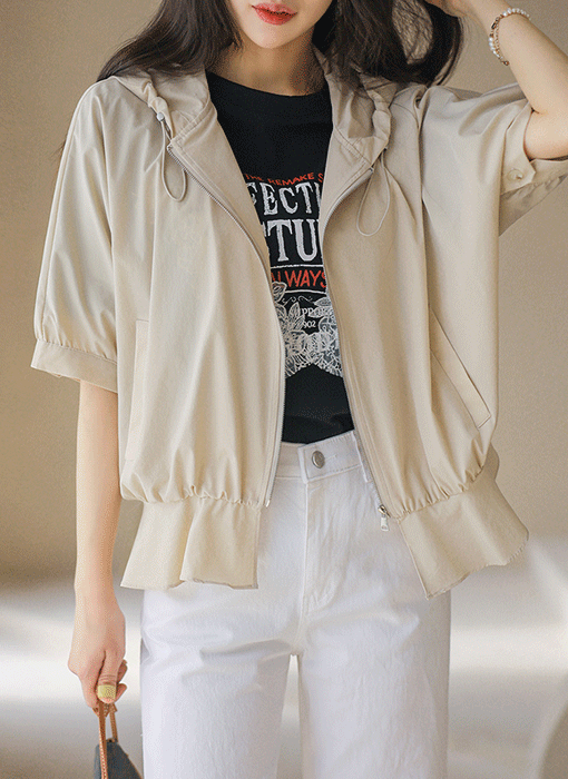 Breeze Peplum Hem Hooded Zip-Up Jacket