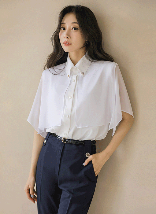 Chiffon Cape Layer Blouse
