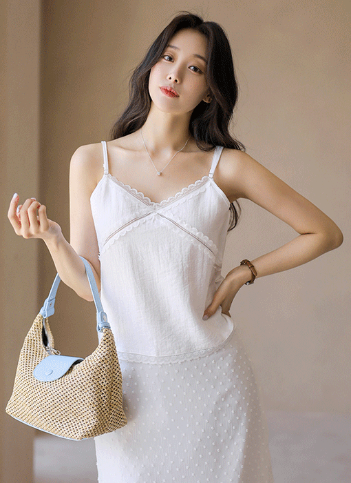[The Onme] Lace Trim Cotton Cami
