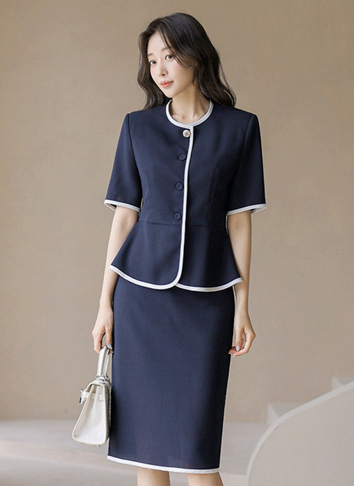 Contrast Line Peplum Summer Jacket
