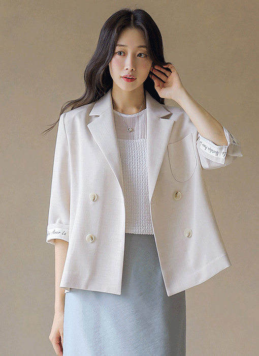 Lettering Accent Roll-Up Double Jacket
