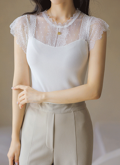 Ethereal Lace Illusion Knit Top