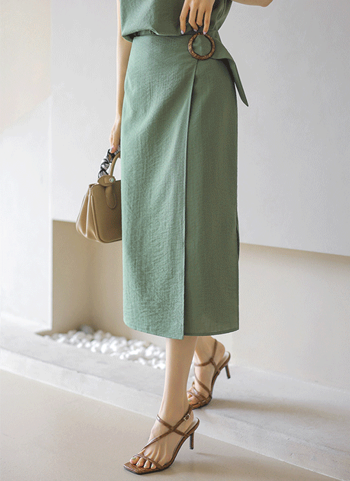 Muse Wood-Ring Wrap Skirt