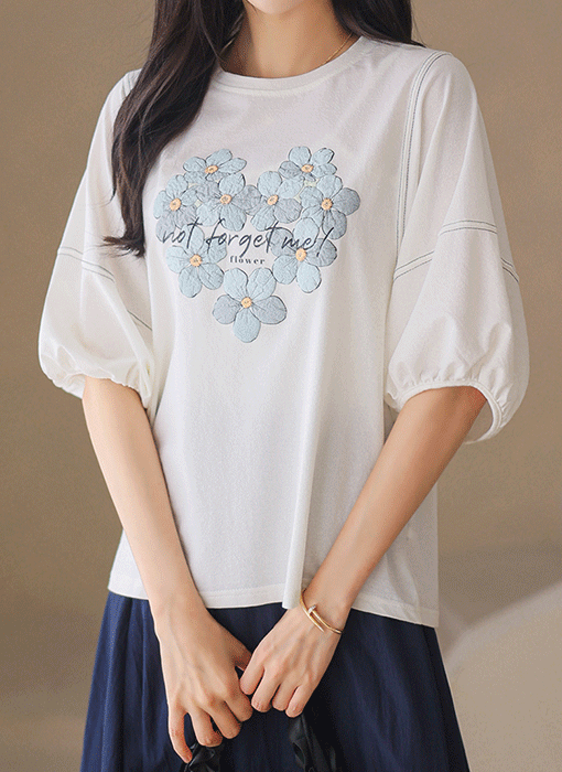 Forget-Me-Not Bloom Balloon-Sleeve Tee