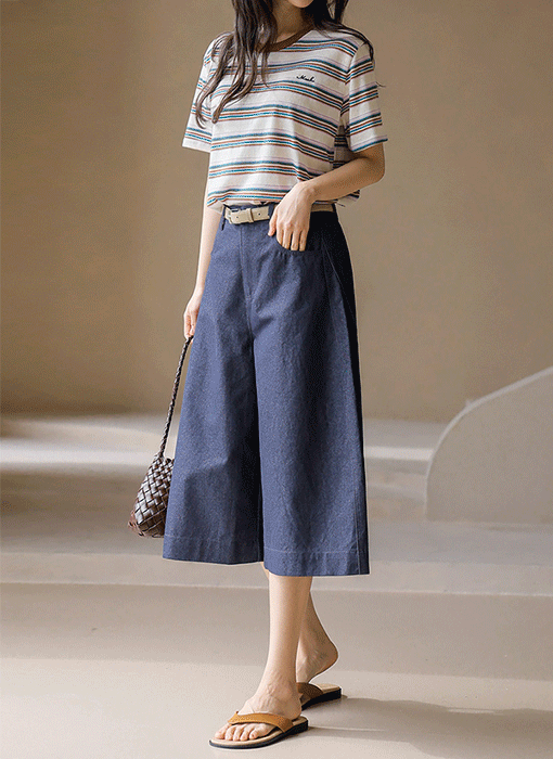 Structured Belted Culotte Pants