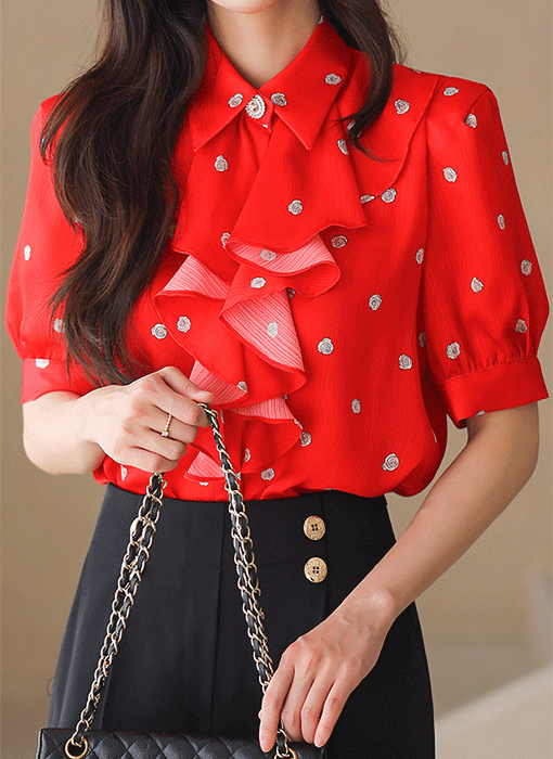 Mini Rose Cascade Ruffle Blouse