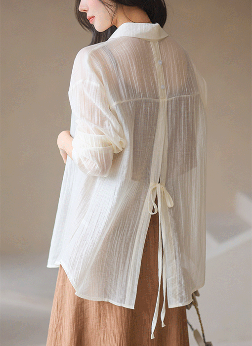 [The Onme] Crinkle Split-Back Overshirt