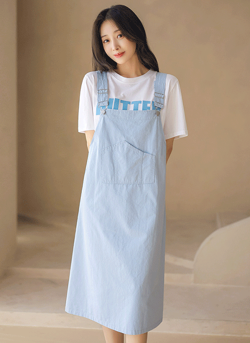 [The Onme] Pocket Overall Midi Dress