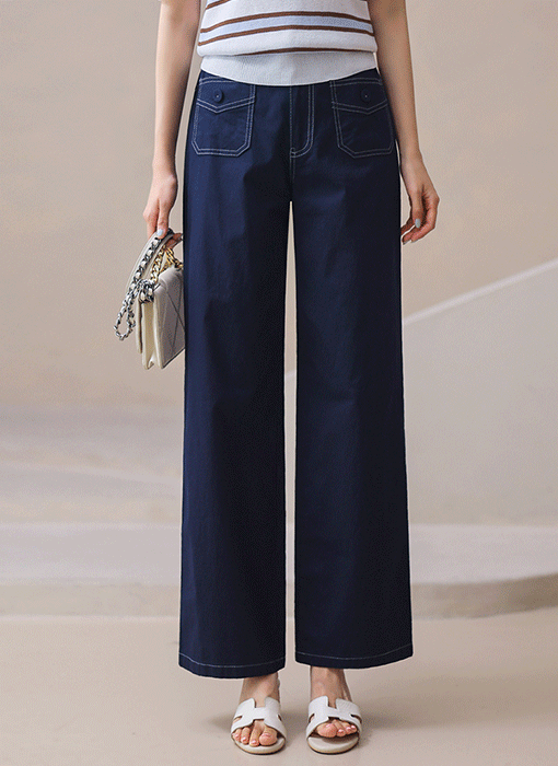 [The Onme] Haven Stitch Wide Cotton Pants
