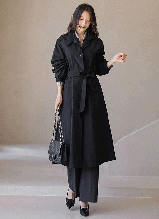 Convertible-Collar Oversized Trench Coat