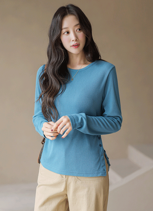 Functional Side-Button Ribbed T-Shirt