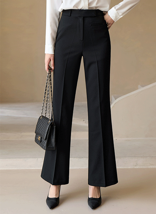 Wrap-Waist Slim Boot-cut Slacks