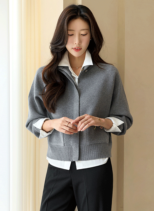 Subtle-Shimmer Zip-Front Knit Cardigan
