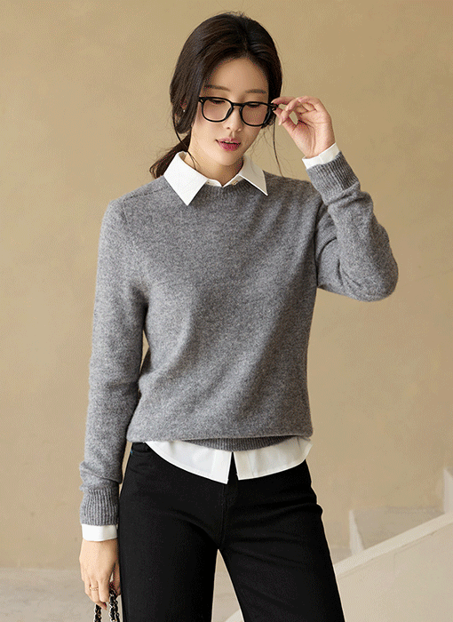 Soft Wool Crewneck Knit Top