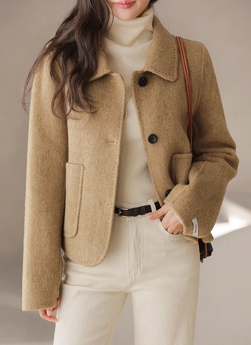 [The Onme] Wool-Blend Collared Patch-Pocket Jacket