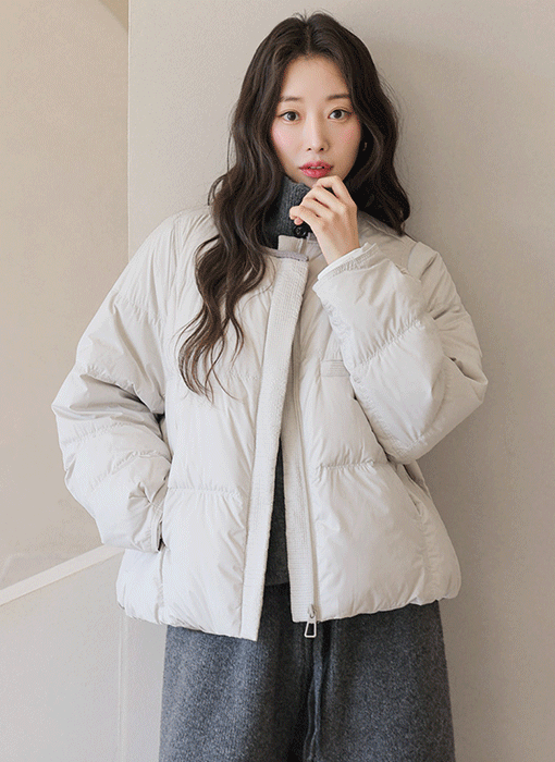 [The Onme] Round-Neck Nylon Puffer Jacket
