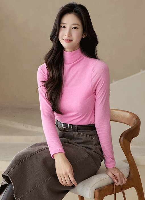 에이젠 심플 베이직 울 텐셀 블렌딩 여리 폴라 티셔츠