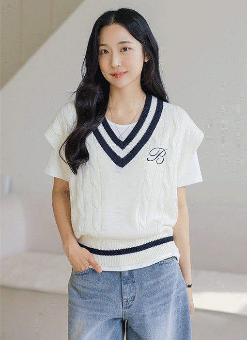 [The Onme] (4 Colors) Campus Vibe Cable Knit Vest
