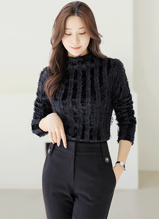 [LouisAngel] Velvet Laced Top